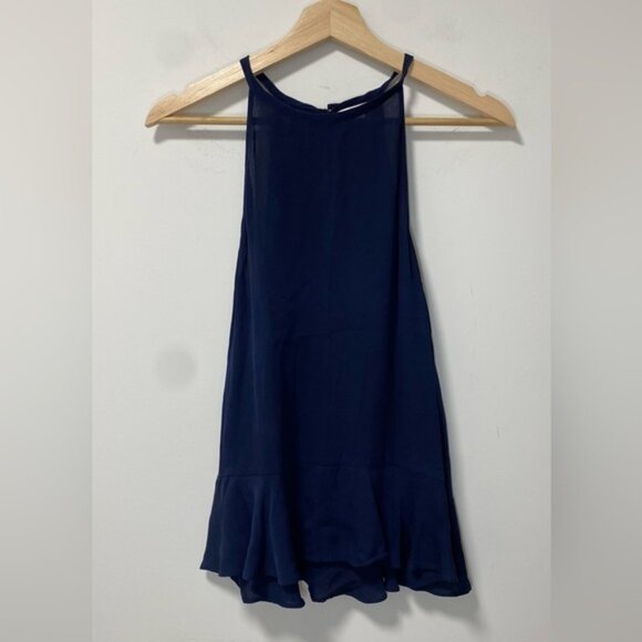 Diane von Furstenberg 100% Silk Sleeveless Blouse – Dark Navy – Size S - Picture 3 of 10